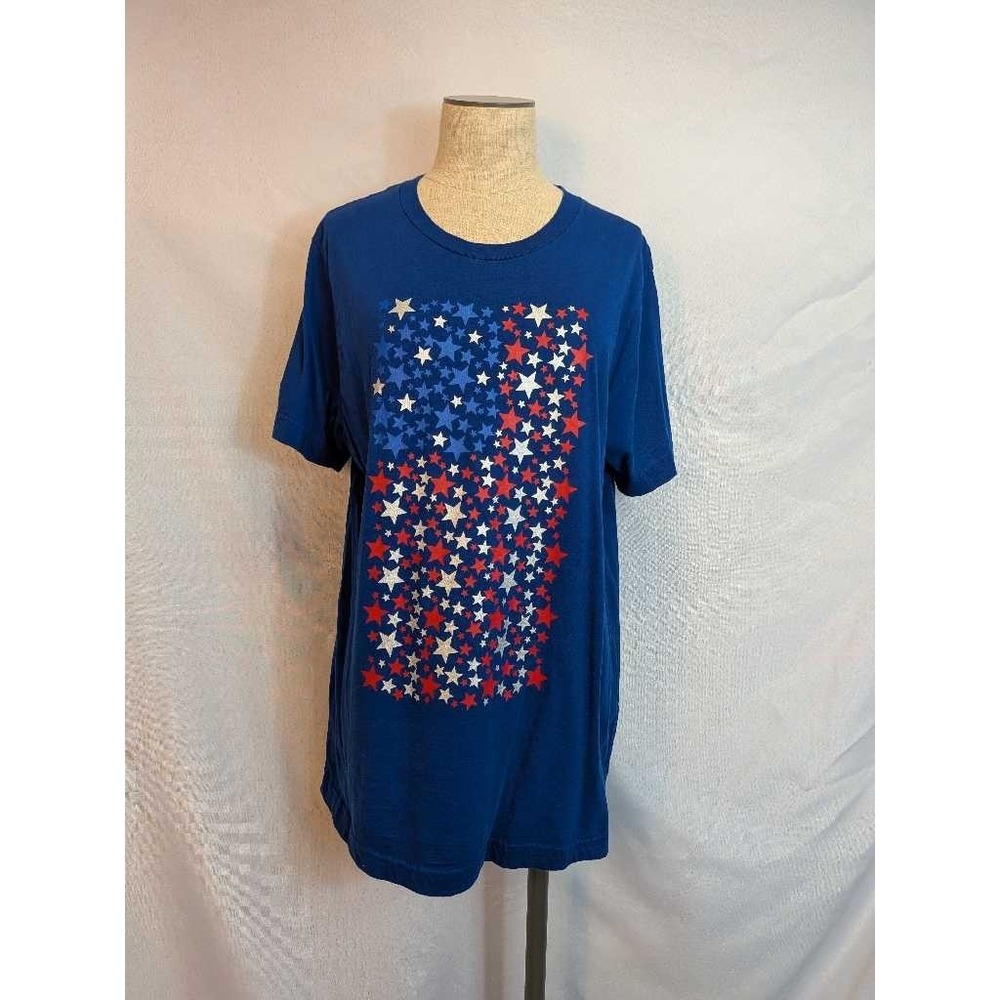 Celebrate‎ it Adult L Blue Short Sleeve Star Flag T-Shirt Patriotic